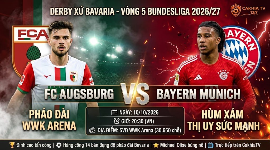 Nhận định Augsburg vs Bayern Munich (20h30 ngày 10/10): Hùm xám phô diễn sức mạnh